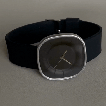 Modern Edge – Black Silicone Wide Strap Silver Square Case Women’s Quartz Watch