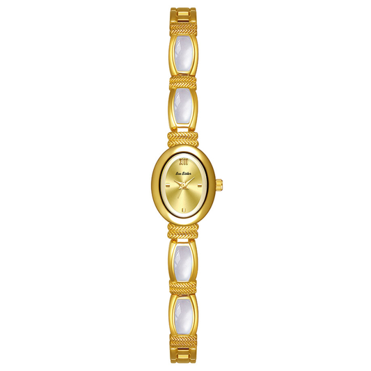 Luna Grace – Gold Chain Bracelet Watch with Oval White Mother-of-Pearl Dial for Women