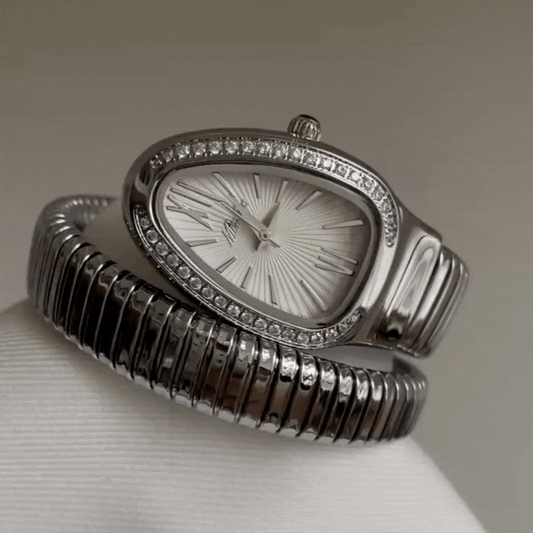 Silver Serpenti Diamond Quartz Timepiece: Sleek and Sparkling Design