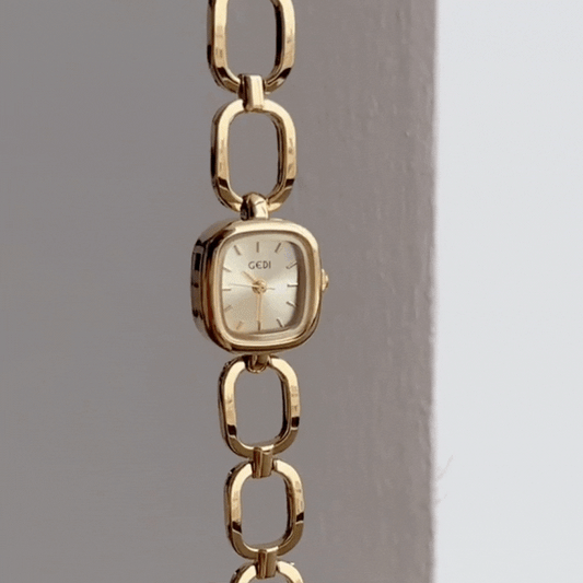 Golden Grace Timepiece: Minimalist Square Bracelet Watch