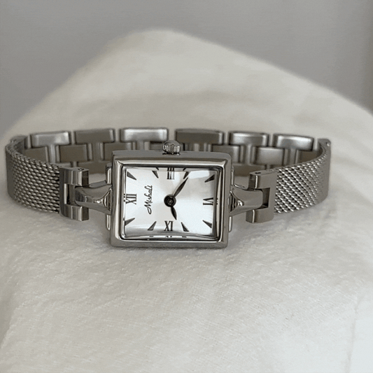 Silver Women Rectangular Dial Watch Bracelet Style Quartz Minimalist – Argent