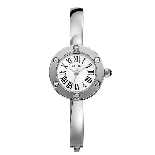 Silver Women’s Round Roman Dial Watch