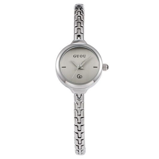 Silver Women's Watch – Dainty Round Watch with Stainless Steel Band | Halo