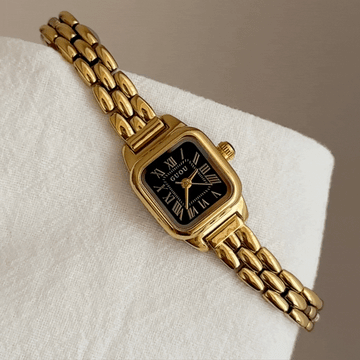 Emerald Grace – Gold Strap Square Green Dial Women’s Quartz Watch