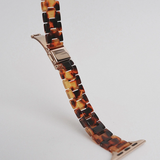 Caramel Tortoiseshell Unisex Adjustable Ultra-Light Watch Band for iWatch – Amber