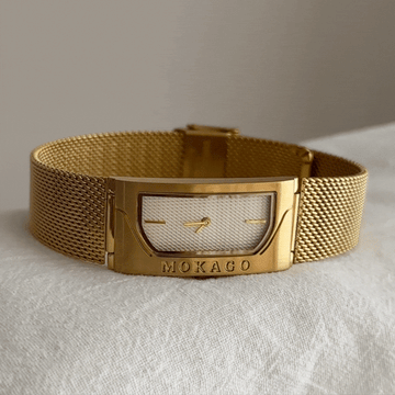 Gold Women’s Bangle White Rectangular Dial Quartz Watch Futuristic Minimalist Style – Aurora Edge