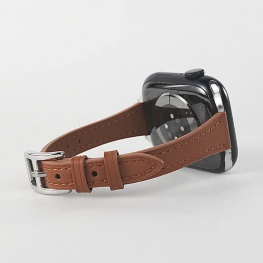 Brown Unisex Slim Waist Design Watch Band Calf Leather for Apple Watch – Grace