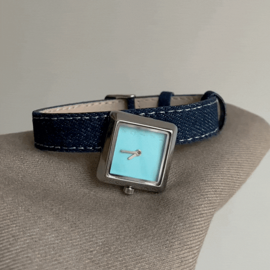 Denim Blue Timepiece: Tiffany Blue Dial Quartz Watch