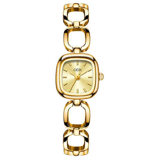 Golden Grace Timepiece: Minimalist Square Bracelet Watch
