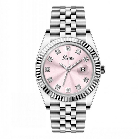 Timepiece de gracia de Blush: Reloj de calendario rosa