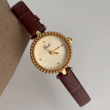 Autumn Latte Brown Thin Leather Strap Watch with Gold Round Dial – Women’s Quartz Watch