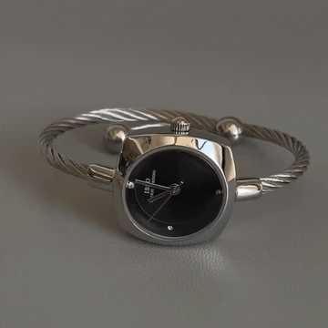 Silver Case Black Dial Bracelet-Style Ladies' Quartz Watch