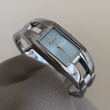 Silver Bracelet Quartz Watch for Women – Rectangular Blue Dial, Elegant & Stylish