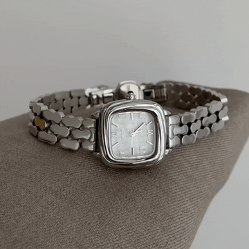 Silver Steel Strap Square Case Women’s Quartz Watch