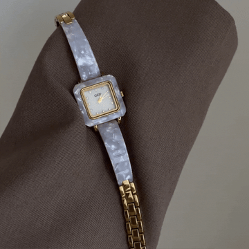 Vintage Sand Purple Jade-Inlaid Bracelet Quartz Watch