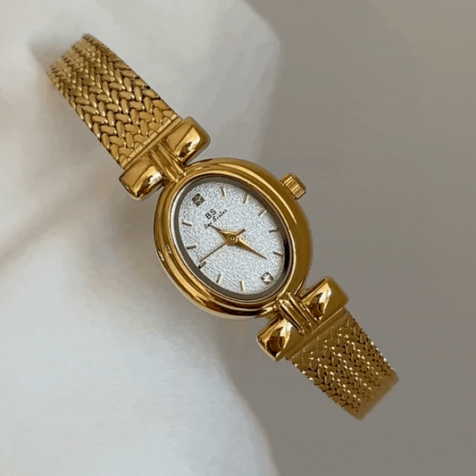 Classic Gold Wheat Chain Watch with White Small Round Dial – Women’s Quartz Watch