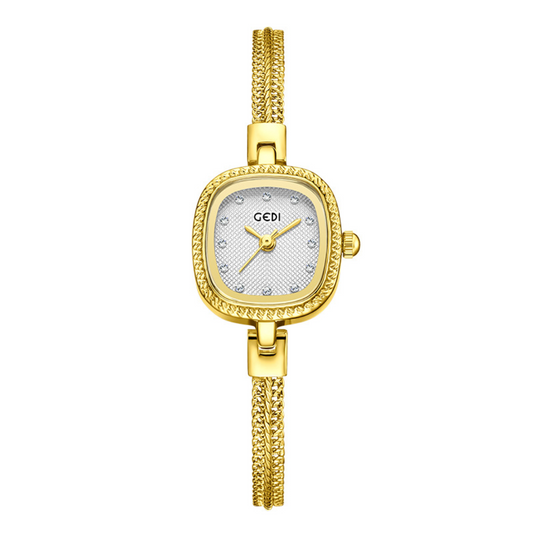 Gold Women’s White Small-Dial Quartz Bracelet Watch Elegant Style – Ivory Link