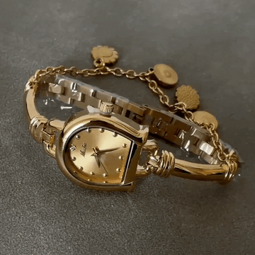 Unique Gold Bracelet Women’s Quartz Watch – Niche U-Shaped Horseshoe Dial Elegant Ladies Wristwatch