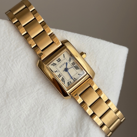 Classic Women’s Quartz Watch – Gold Stainless Steel Bracelet with Square Dial