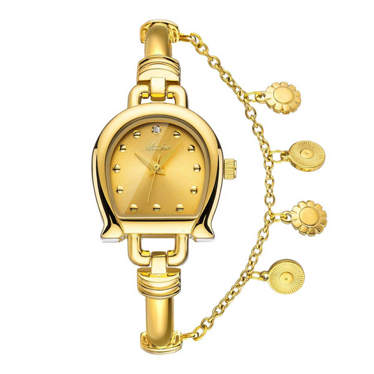 Unique Gold Bracelet Women’s Quartz Watch – Niche U-Shaped Horseshoe Dial Elegant Ladies Wristwatch