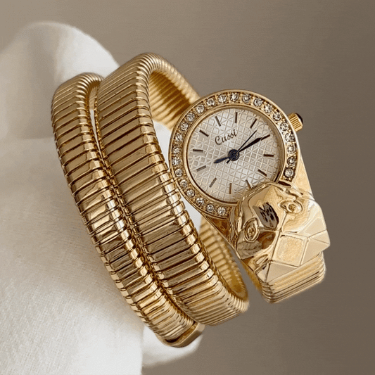 Gold Serpenti Bracelet Watch with Diamond Accents – Women’s Quartz Watch