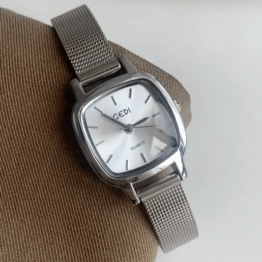 Silver Strap Petite Square Sugar Cube Ladies' Quartz Watch