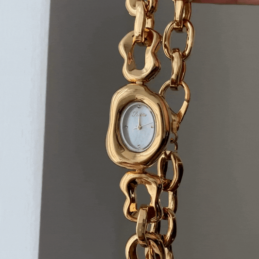 Pearl Whisper – Mother-of-Pearl Dial Watch with Artistic Chain Bracelet