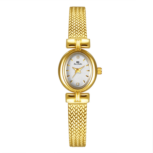 Classic Gold Wheat Chain Watch with White Small Round Dial – Women’s Quartz Watch