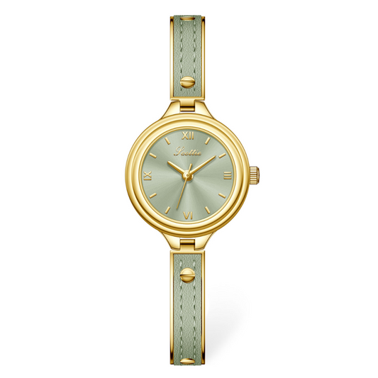 Verdant Glow – Green Dial Gold Bracelet Watch