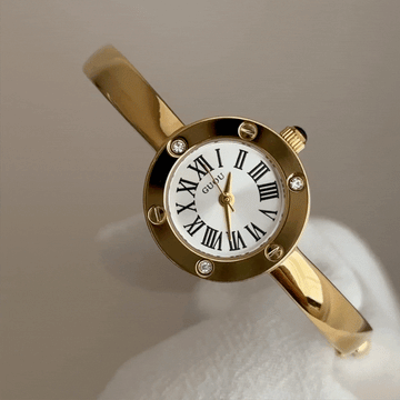 Fashion Elegant Gold Bangle Women’s Quartz Watch – White Round Dial Ladies Wristwatch