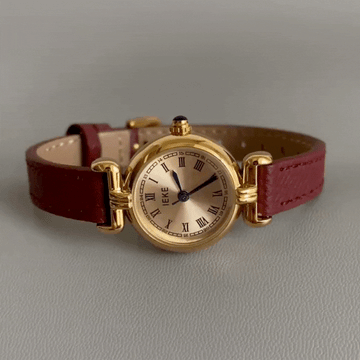 Angora Red Red Leather Gold Roman Quartz Reloj