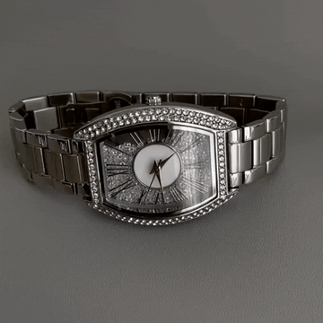 Orologio di sabbia stellare: orologio bracciale in acciaio con quadrante stellato d'argento