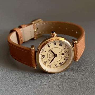 Montre vintage marron : cadran romain et montre à quartz