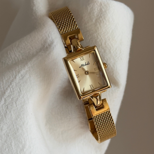 Gold Women Rectangular Dial Watch Bracelet Style Quartz Minimalist – Auréa