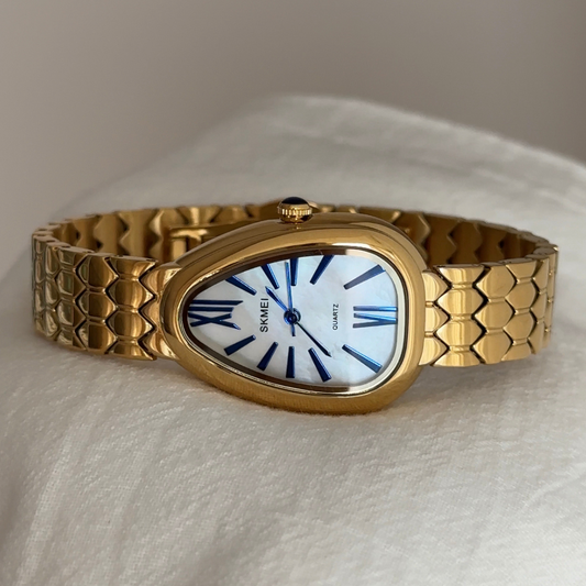 Fashion Women’s Quartz Watch – Gold Stainless Steel Serpenti Bracelet Design