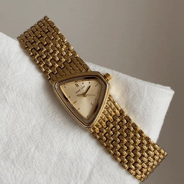 Gold Women Triangle Dial Watch Wide Strap Quartz Minimalist Style – Prism