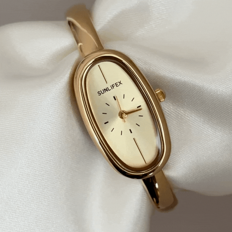 gold oval dial bangle watch for women minimalist bracelet watch