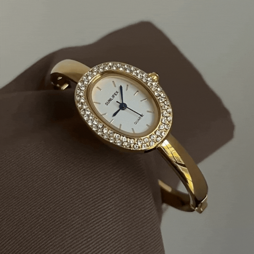 elegant oval white dial bracelet watch