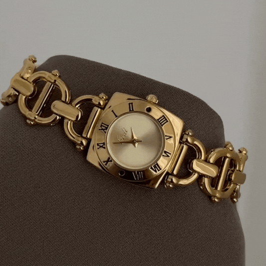 gold roman numeral square watch for women