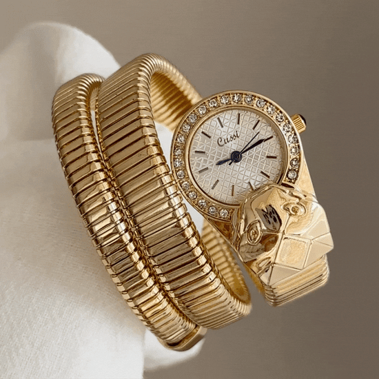 gold serpenti bracelet watch with diamond accents  