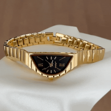 gold crescent dial watch for women