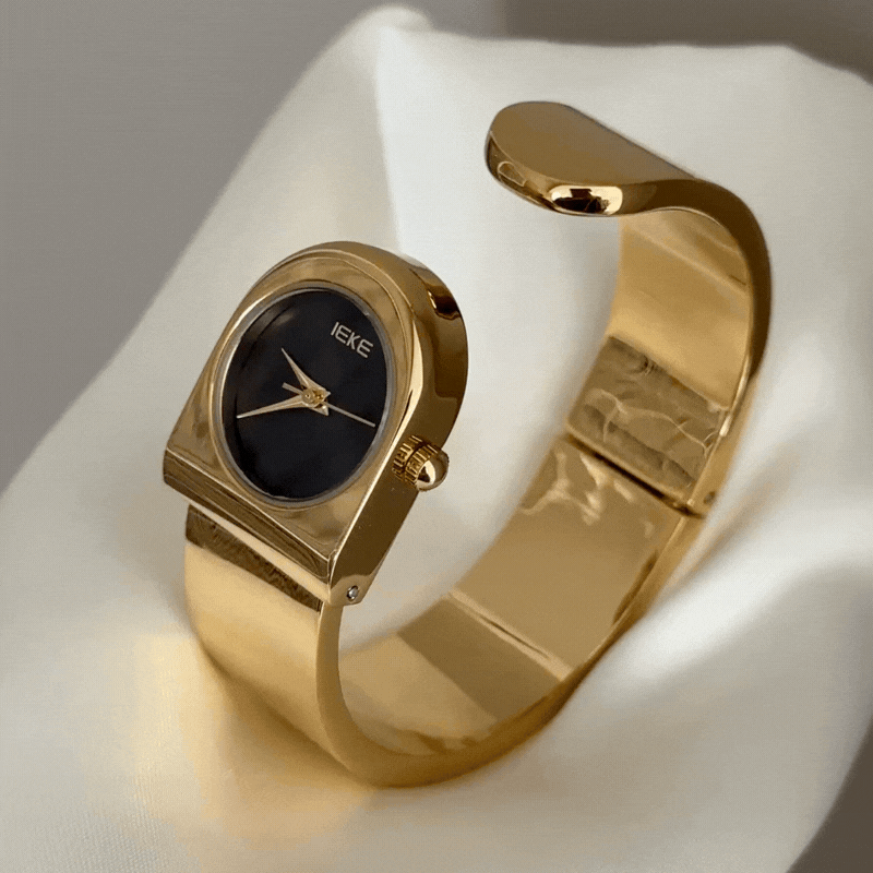 statement gold cuff bracelet watch