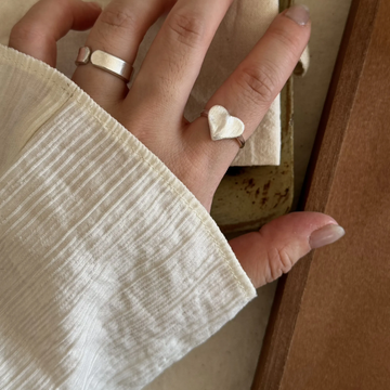 Matte Heart Adjustable Ring