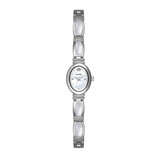 Luna Grace – Women’s Vintage Silver Bracelet Watch with White Mother-of-Pearl Oval Dial