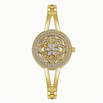 Vintage Locket-Style Watch with White Mother-of-Pearl Dial & Gold Alloy Chain