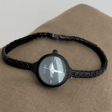 Noir Mini – Black Slim Strap Small Round Dial Women’s Quartz Watch