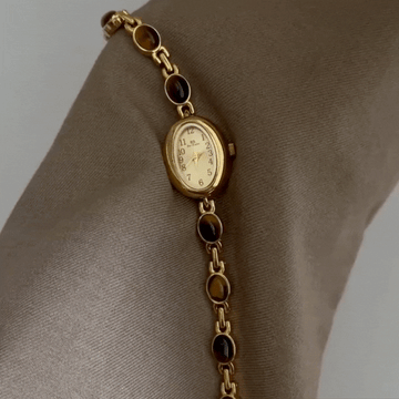 Tiger Eye Luxe Timepiece: reloj de cuarzo de gama alta vintage