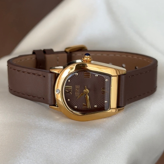 Earth Tone Timepiece - Brown Shell Dial with Gold Frame