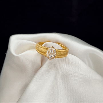 Wide Band Brushed Bead Ring with Diamond Accents - Adjustable Vintage Royal Style