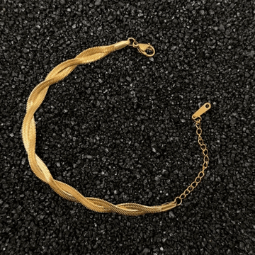 Double Twist Titanium Steel Bracelet with K-Gold Plating - Euro-American Style